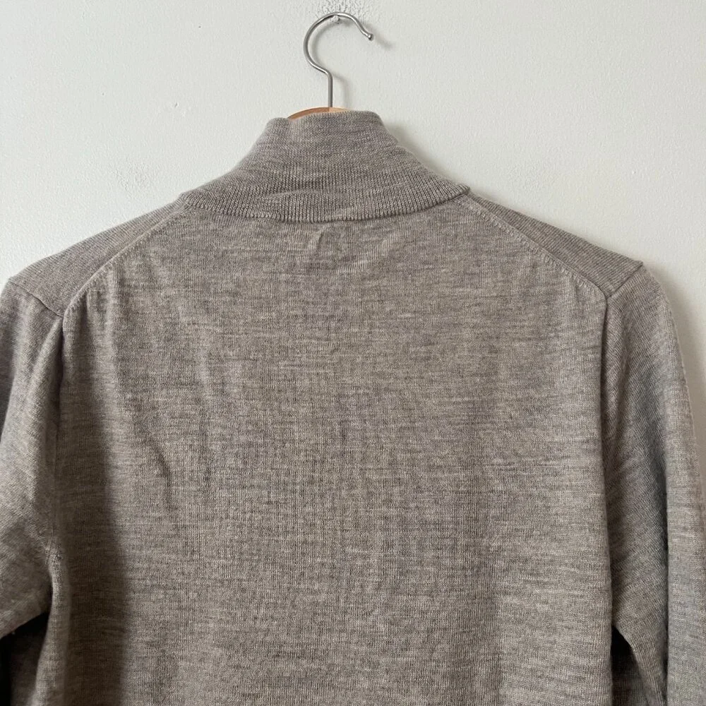 J. Crew Gray Merino Wool 1/4 Zip Mock Neck Sweater Men's Size Medium